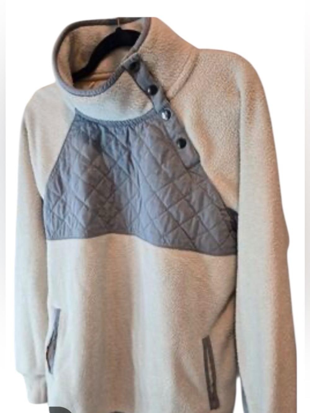 Abercrombie & Fitch Blue Quilted Fleece, Asymmetrical Snap Up  Pullover